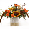 THIS WHITE CERAMIC SUNFLOWER IMPRINTED VASE IS TO CUTE TO PASS UP.