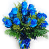 18 BLUE ROSES IN CLEAR VASE AS SHOWN IN THE PHOTO