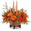 Warm hearts and tables with Fall Harvest Centerpiece. Featuring two elegant taper