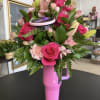 32 oz HydroJug Cup with a beautiful arrangement of flowers. (Types of
