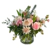 Sweet pastel mix of Mums and Roses 