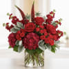 Scarlett &ndash; A sumptuous, all-red floral arrangement in a sleek glass cylinder