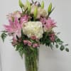 Lilies, Hydrangea  and Roses for an elegant display