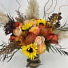Contemporary fall flower arrangement. A great Thanksgiving gift.