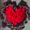 averages 21- 25 Ecuadorian long stemmed roses in a heart shape, with