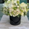 Stunning white and green flower arraignment in a black velvet box