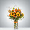 Introducing the &quot;Hayride&quot; Thanksgiving Flower Arrangement, an enchanting blend of sunflowers, orange