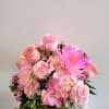 SOFT PINK FLOWERS AS HYDRANGEA, ROSES AND SPIDER MUMS. WITH 5,7 OR