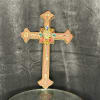 Hand crafted Mexican wall cross, in a pink color
