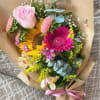 Gerbera, Sunflower, Alstroemeria, Mini Carnations, Rose, Eucalyptus, Solidago and Baby Breath in