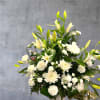 Traditional white basket for funeral service.