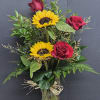 Beautiful red roses with sunflowers 