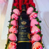 Wine box with 8 roses &amp; 12 chocolate covered strawberries