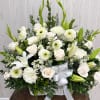 Our White Sympathy Basket is a beautiful symbol of love. Pure white