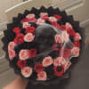 spooky pink bouquet with pinks and black roses 
roses at your choice