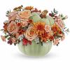 Brighten your fall gatherings with The Harvest Magic Bouquet, featuring autumnal peach