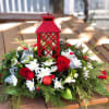 - Red metal lantern and candle
- Ribbon
- 6 Red Roses
- 5 White