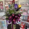 fresh six color roses in vase 