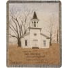 Woven afghan measures approximately 50in x 60in and displays the text &quot;I