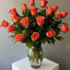 12 Orange Roses arranged in a vase