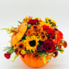 Fall colors arrangement in pumpkin container .********CONTAINER MIGHT BE IN DIFFERNT COLOR