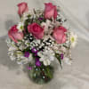 This sweet bouquet featuring Carnations with roses and Alstroemeria and more flowers