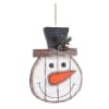 Snowman head wall hanging is made of foam covered with wood veneer