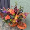Warm, vibrant, and full of seasonal charm, this pumpkin arrangement celebrates teh