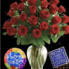 2 dozen roses, a box of Godiva chocolates and a Mylar balloon*.

For