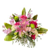 A beautiful fllor basket filled with pink flowers, designed to bring peace