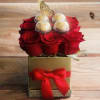 A delicate and sweet red rose hand-arranged with Ferrero Rocher.
Box color may