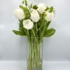 Tulip Grace: Elegant white tulips with fresh greenery, a timeless design bringing