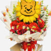 sun smile beautiful handmade ribbon bouquet (made with ribbon roses)