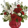Send a truly enchanting gift with this delicate red rose bouquet, presented
