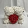 Double faux rose bear in all white with a red heart.