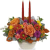 A chic choice for your fall table, this elegant autumnal rose arrangement
