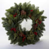 24&quot; Wreath with Holiday Greens, red berries, pinecones