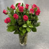 A dozen gorgeous hot pink roses are the perfect romantic gift to