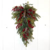 Artificial Holiday door swag
Mixed winter greenery red berries and pinecones 
Perfect for