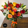 Elegant and Abundant seasonal arrangement, round-style to view 360 degrees. Made of