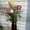 This mixed color half dozen rose vase is a classic with babies