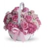 This arrangement is a luxurious floral basket for newborn baby girl-a tender