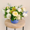 A fresh and cheerful arrangement inspired by the colors of the Mediterranean.