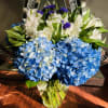 White Asters with blue Hydrangeas are one of the best choice for