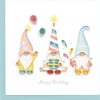 These gnomes came to celebrate! With quilled gifts and balloons this whimsical