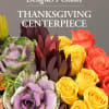 Stunning festive Thanksgiving floral vase arrangement with seasonal blooms, all to present