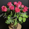1 dozen roses with greenery . 12 stems 