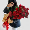 Beautiful 2 dozen long stemmed red roses wrapped in red mesh wrap