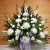 Lavender &amp; White Sympathy Arrangement by Savilles Country Florist. Flower delivery to