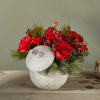 Red Alstromeria, Red standard Carnations, Red Mini Carnations, Assorted Christmas Greens